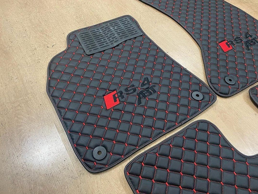 Audi RS4 ABT Black X Red Venon Honeycomb style mats