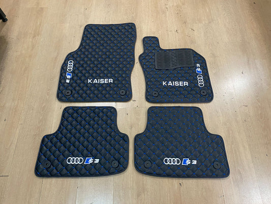 Audi S3 Leather Honeycomb Style embroidered Car Mats