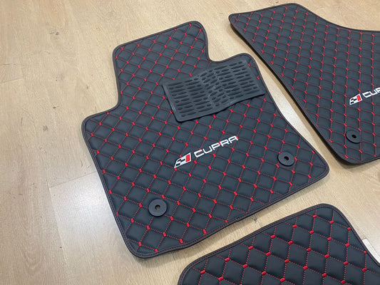 Automatten für Seat Leon FR – Stickerei im Mesh-Stil, KUNSTLEDER 
